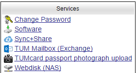 Screenshot: Storage Access via TUMonline