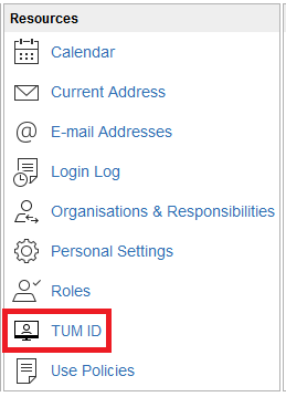 Screenshot: TUM ID in TUMonline