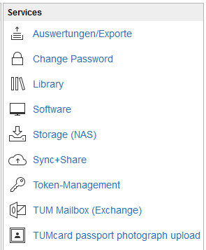 Screenshot: Exchange Access via TUMonline