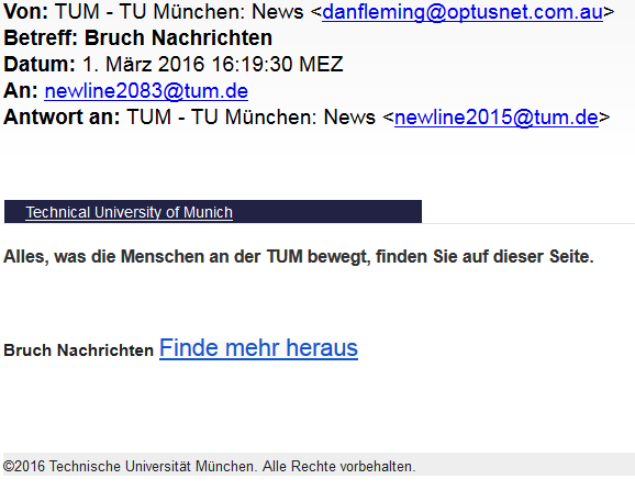 Screenshot einer Phishing-Mail