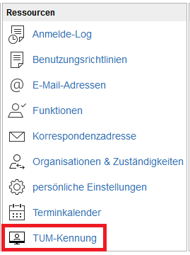 Screenshot: TUM-Kennung in TUMonline